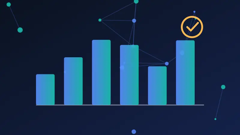 Abstract bar chart illustrating six ranking criteria for casino software providers